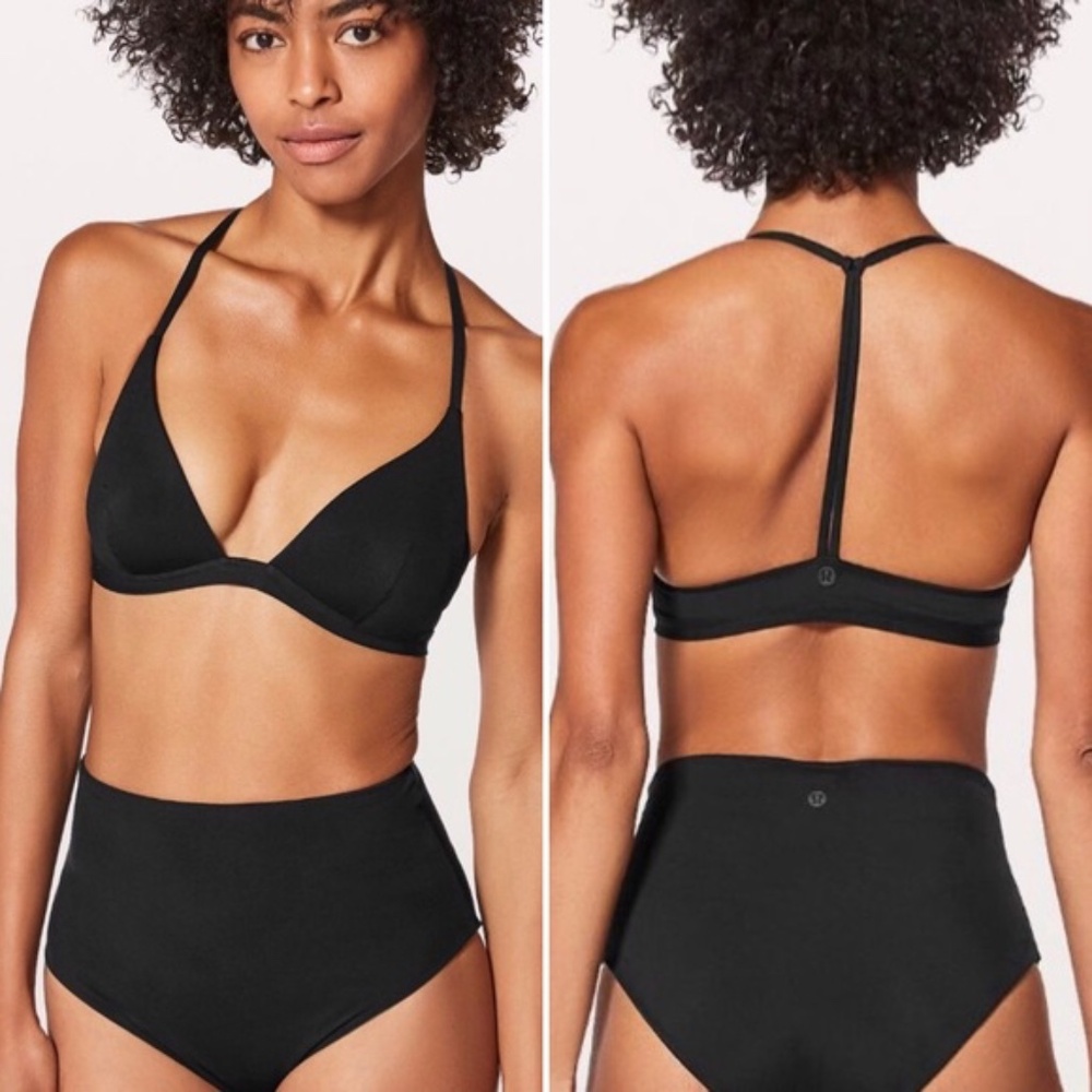 Lululemon Black Swimsuit - Bikini Top and High-Waisted Bottoms